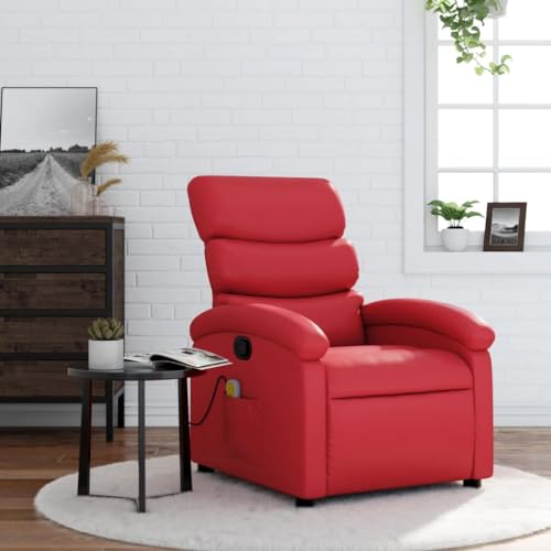 Brokky Sillón de Masaje Sillon Relax reclinable Sillon Masaje Lounge Chair Sillon Relax reclinable Cuero sintético Rojo / 371725