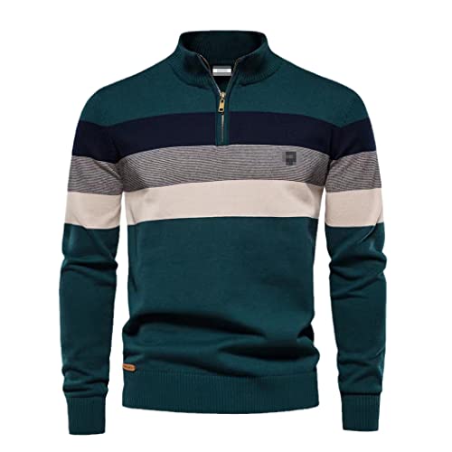 Pull en tricot de luxe pour homme vert militaire d'hiver chaud XXL