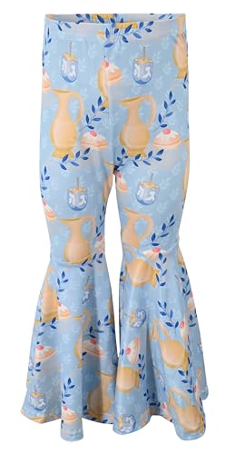 Image of Unique Baby 2 Piece Girls Bell Bottom Leggings Outfit with Short Sleeved Shirt Kid and Toddler Clothes Set