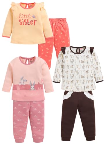 Image of LuvLap Baby Girls Regular Fit 100% Cotton Half Sleeves Girls Top CoSet Pack of 3