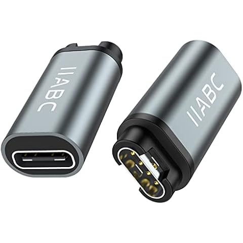 IIABC Garmin Watch Charging Adapter, Type C Charger Adapter 2Pack Compatible with Garmin Fenix 7 7S 7X 6 6S 6X 5 5S 5X Plus Pro, Forerunner 955 965 745 935 945 45 45S 245, Approach S60 X10 and More Cover