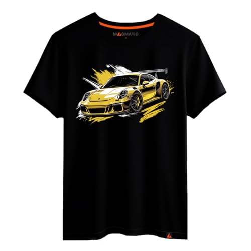 Magmatic - T Shirt 911 GT3 RS Voiture Sportive pour Homme Unisex Enfant, Collection Splash Car Tee Shirt Noir Premium 100% Coton, Cadeau Voiture de Sport,...