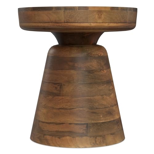 Image of SIMPLIHOME Robbie Accent Table - 16 inch Wide Solid Mango Wood End Table in Walnut Brown, Boho Contemporary Rustic Side Table for Living Room or Bedroom with Multipurpose Function, Assembled