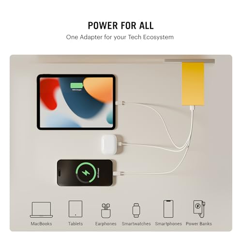 Image of DailyObjects POP 67W Triple Port GaN Charger Adapter with Foldable Pins|USB-C Dual Port & Type A Power Output|Fast Charging|Support iPhone 12 13 14 15 16 pro Max,ipad,Samsung,MacBook M1 M2-Yellow