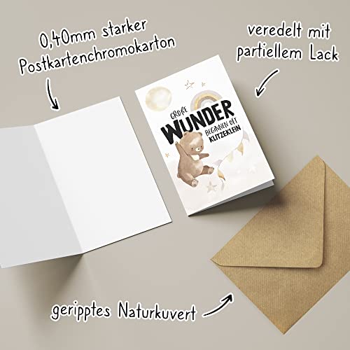 The holy fox® Geschenkset zur Geburt, Schwangerschaft und Taufe - Entscheidungsmünze & Grußkarte (Boho Bär)