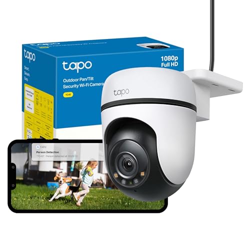 Tapo TC40 Pan/Tilt Smart Security Outdoor Camera Full HD 360 Smart Person Detection Motion Tracking Color Night Vision WiFi Camera No Monthly Fee Two-Way Talk IP65 Works with Alexa & Google
