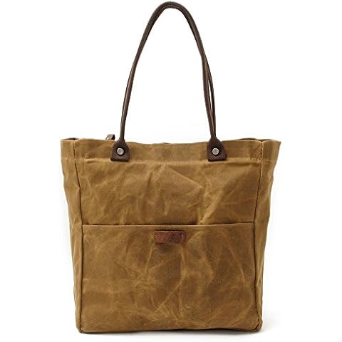 peacechaos Women's Canvas Waterproof Shoulder Hand Bag Tote Bag Purse Handbag (Khaki) Cover
