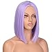 ENTRANCED STYLES Purple Wig Straight Bob Hair 12 Inch Synthetic Lavender Wigs for Women Colorful Cosplay High Temperature Heat Resistant Wig