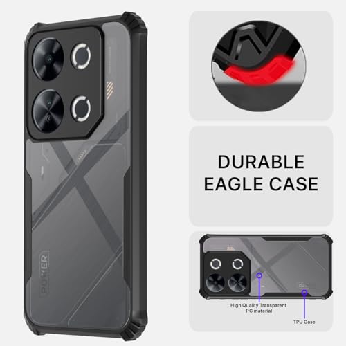 Image of Pikkme Crystal Clear Transparent Back Cover | Ultra Hyrbid | Full Camera Protection | Raised Edge | Bumper Case for itel P65 (Black)
