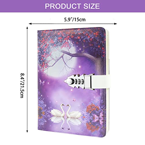 NectaRoy Lockable Diary, PU Leather Cover Writing Notebook with Combination Lock - Image 2
