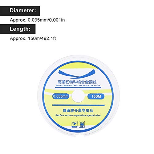 Hilo separador para pantalla de teléfono móvil de aleación de acero tungsteno ultra fino y duradero de 0.035mm de diámetro y 150m de longitud miniatura 7