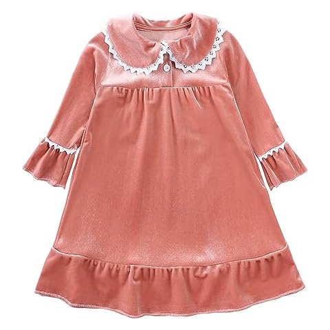 MYGBCPJS Toddler Baby Girl Christmas Dress Little Kids Velvet Warm Long Sleeve Ruffle Princess Skirt Pajamas Sleepwear Cover