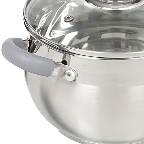 Daniks Modern Stainless Steel Induction-safe Pot With Glass Lid (6.5 L, Ø 24 cm) Second Image