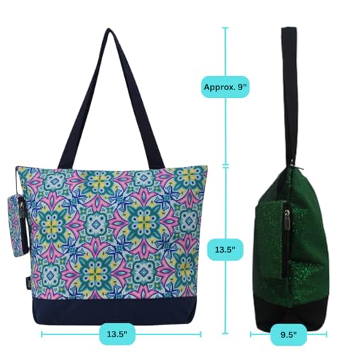 Image of NGIL Medium Top Zipper Closure Canvas Tote Bag with Attached Matching Coin Purse For Moms and Nurses