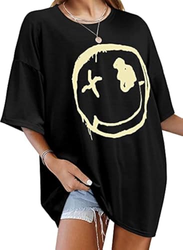 WIEIYM Tshirt Damen Rundhals Kurzarm Oversize Bedrucken T-Shirt...