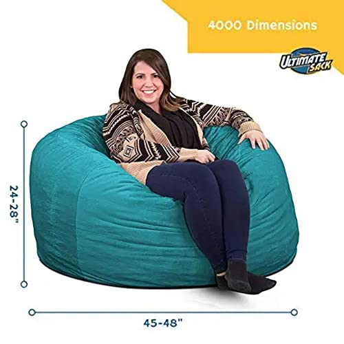 Ultimate Sack 4ft Bean Bag Chair, Oversize Bean Bag Chair for Adults, Comfy Chair Bean Bag Couch Lounge Sofa Loveseat Furniture | Teal Suede - Thumbnail 3