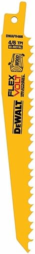 DEWALT FLEXVOLT (DWAFV466) Hojas para sierra recíproca, paquete de 5, 6 pulgadas, 6TPI, acero inoxidable