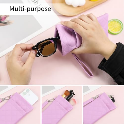 Image of Double Eyeglass Case Soft Dual Glasses Case for Women Men Travel Squeeze Top Sunglasses Cases Eyeglasses Pouch