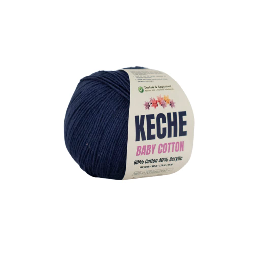KECHECotton Yarn, 60% Cotton 40% Acrylic Yarn, Soft Cotton Yarn for Crochet and Knitting, Amigurumi Yarn 1 Skein/Ball 1.76 Oz (50g) / 180 Yrds (165m) - Navy Blue