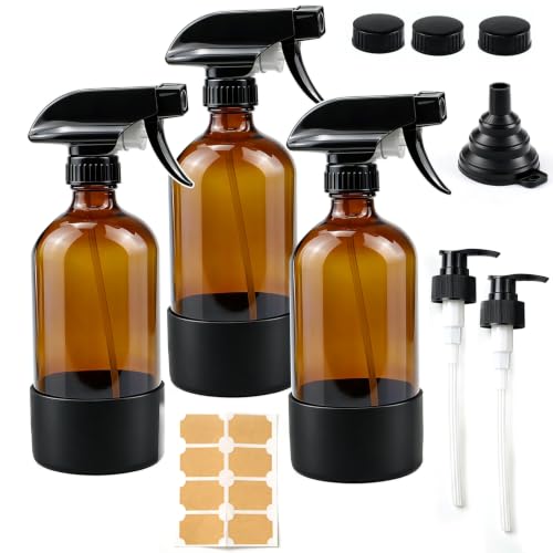 3 ampolles polvoritzadores de 500 ml, ampolles polvoritzadores de cristall de 500 ml, ampolla polvoritzadora buida emplenable per a plantes per a neteja d'olis essencials cura del cabell, amb