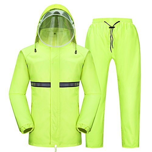 MKJYDM Chaqueta de Traje Impermeable for Hombre Adulto con Capucha Trabajo al Aire Libre Motocicleta Golf Pesca Impermeable Impermeable (Color : Green, Size : L)