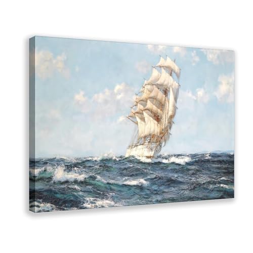 Toile Fair Wind Montague Dawson Grand Format Cadre Inclus sans Reflet