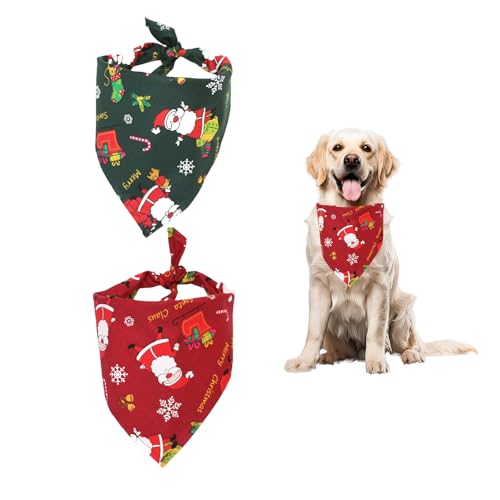 2 Stück Hundehalstuch Weihnachten,Halstuch Hund Weihnachts,weihnachtskostüm Hunde Bandana Hundekostüm,Dog Christmas Kostüm Haustier Bandanas,Weihnachtshund Halstücher für Klein Große Hundeschal Deko