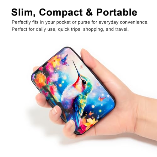 Image of Credit Card Holder Small RFID Blocking Wallet Business Metal Slim Mini Aluminum Hard Case for Women Men, Butterfly Hummingbird, small, Minimalist, Compact, American
