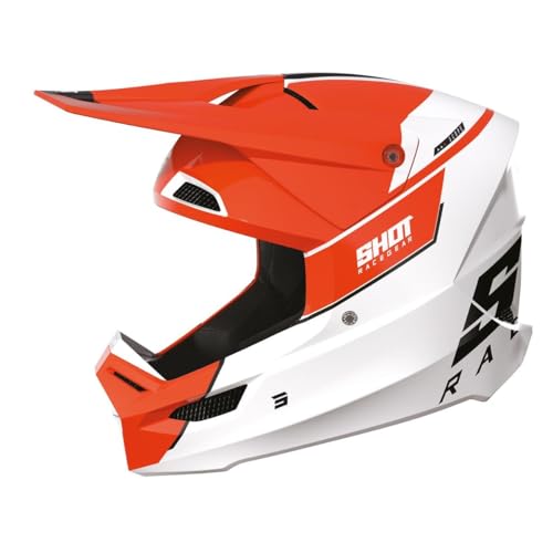 SHOT RACE GEAR Casque Motocross Furious Scope Orange Glossy – Casque Moto Tout-Terrain Homologué ECE 22.06 – Ultra Léger 1300 g – Ventilation...