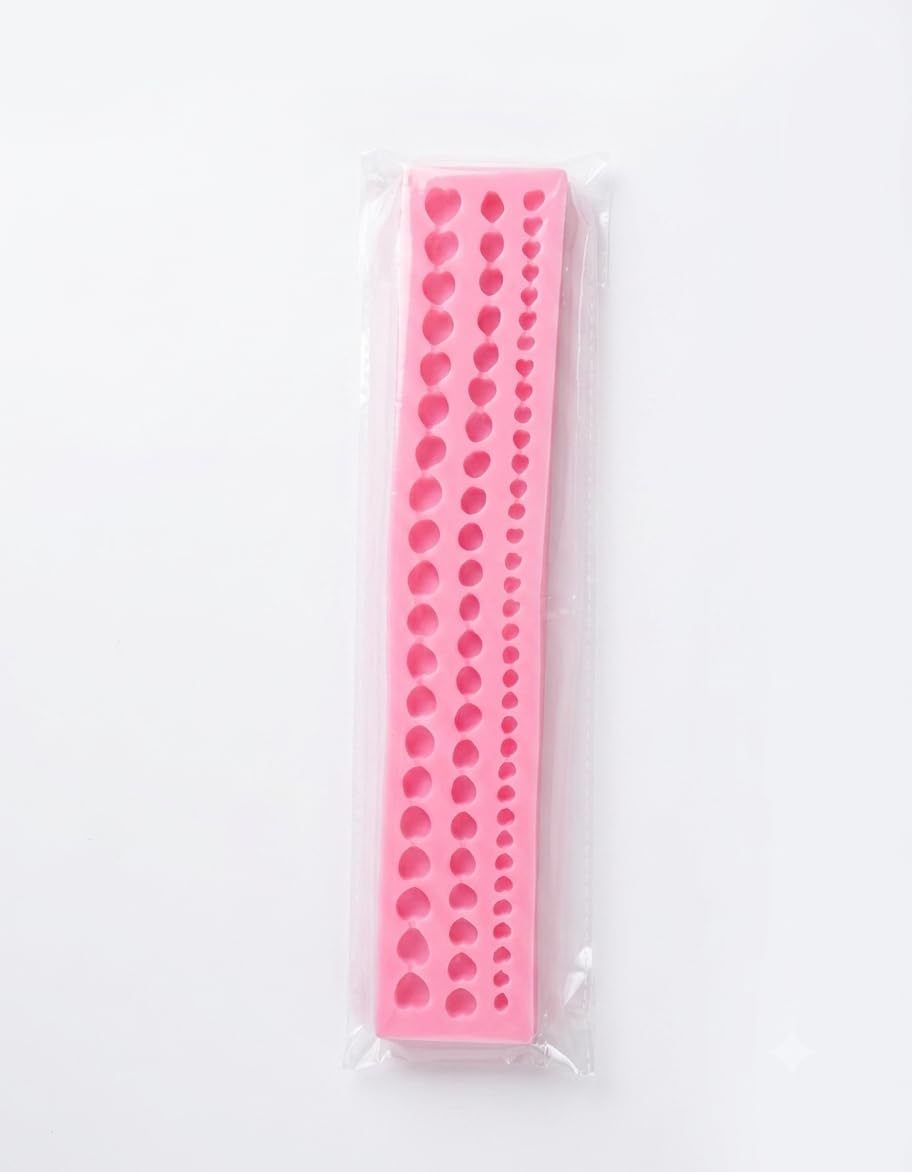 Pearl Bead Chain Silicone Fondant Mould for Cake Decorating, Pink, Multi-Size Beads-image-33