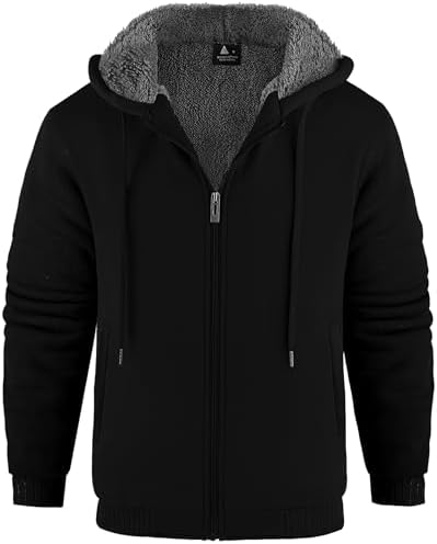 JACKETOWN Herren Kapuzenpullover Sweatshirt Reißverschluss Sweatjacke Gefüttert Hoodie Warm Fleece Winterjacke Teddyfutter Fleecejacke mit Kapuze