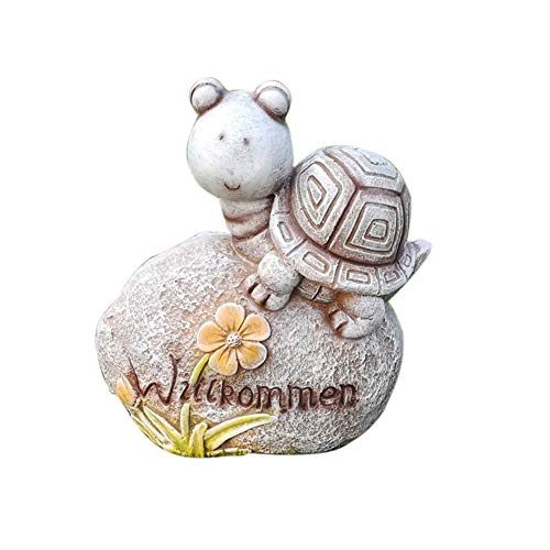 Statue de tortue de jardin et panneau bienvenue en résine - 2