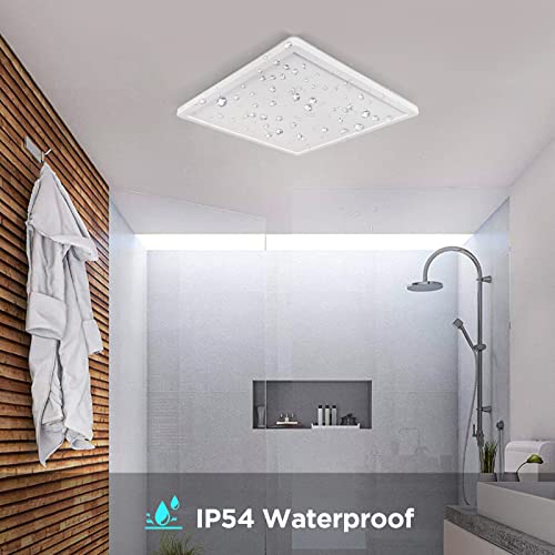 Plafonnier LED Starry Sky, plafonnier à intensité variable 24W, rétroéclairage RGB 6 couleurs avec télécommande, 3000K-6500K, IP54, panneau carré ultra fin pour chambre/salle de bain/couloir/cuisine - Image 6