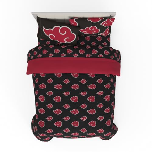 Image of Collectibles Naruto Anime Akatsuki Bedding 7 Piece Super Soft Reversible Comforter and Sheet Set with Sham, Queen, (Officially Licensed Product) By Franco