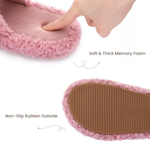 Image of RockDove Women's Pluffie Open Toe Slippers | Arch Support & Memory Foam, Cozy Faux Fur, Gift-Ready Design, Indoor & Outdoor Comfort