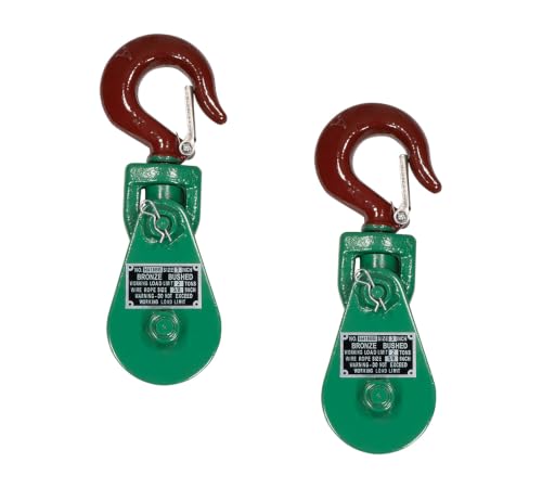 Mytee Products (2 Pack) Snatch Block with Hook WLL 2 Ton 3" Sheave 3/8 Inch Wire Rope