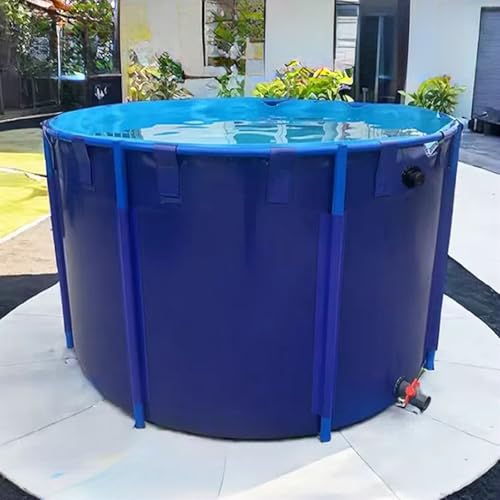 Genérico Piscina Elevada para Acuario,Estanque de Peces de Lona Circular Engrosada, Estructura Duradera, con válvula de Drenaje,Fácil De Instalar para Exteriores,001,Φ 5*H1M