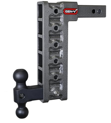 GEN-Y Hitch Tow Hitch for 2-Inch Receiver - Features 12.5-Inch Drop Dual-Ball Mount 10K LB Towing Capacity 1 500 LB Tongue Weight Silver
