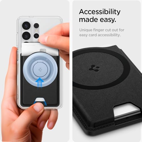 Image of Spigen Valentinus (MagFit+) Magnetic Card Holder up to 3 Cards, Designed for Galaxy S26 /S25 Series Magnetic Case Only and iPhone 17 /16 /15 /14 /13 /12 Models - Black