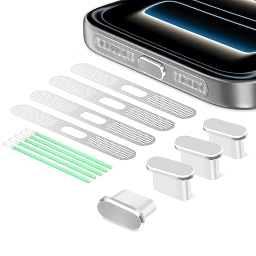 Image of USB C Dust Plug,USB C Port Cover Type C Charging Port Plug Cover Speaker Dust Cover, Accessories for iPhone 17, 17 Pro (Silver, for iPhone 17 Pro)