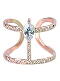 Boowohl Damen-Ring Freundschaftsringe Partnerringe Hochzeitringe Ehering 925 Sterling Silber Diamant Hypoallergen Ringe Doppel-Ring Fingerring Eröffnungringe aus 925 Sterling Silber (Rosegold)