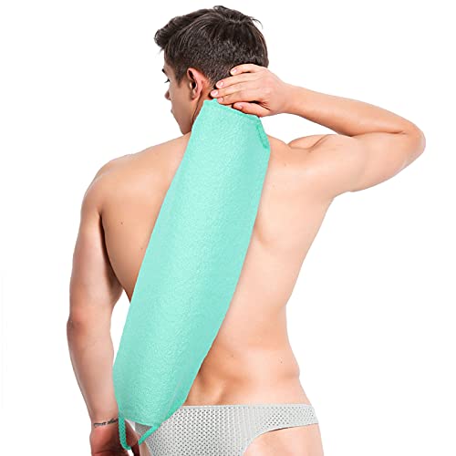 Image of Back Scrubber for Shower，WOVTE 2 Pack Stretchable Nylon Exfoliating Body Scrubber Washcloth Towel Deep Cleans Skin Massages Blood Circulation Back Washer for Shower Men Women