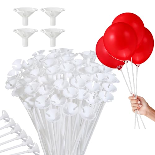 KAIQIZON Balloon Sticks - 100Pcs Balloon Stick and Cup for Decorations Birthday flower bouquet Party Wedding