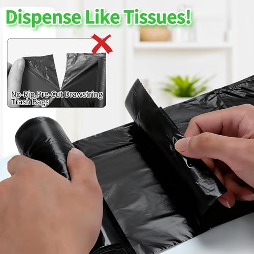 Image of 200 Count Small Trash Bags for 5-Gallon Trash Cans, Thick Pre-separated Garbage Bags,Mini Wastebasket can Liners for Bathroom Bedroom Office(Black)