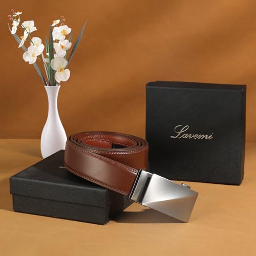 Image of Lavemi Men's Real Leather Ratchet Dress Casual Belt, Cut to Exact Fit,Elegant Gift Box
