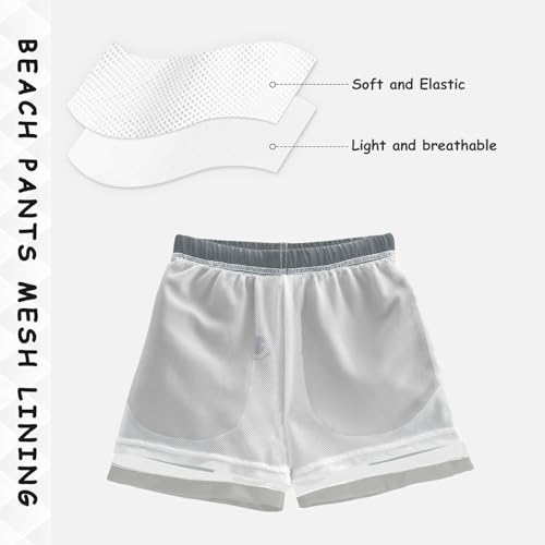 Pigsaly Boys' Swim Board Shorts White Cat Persian Kitty Boy's Swim Trunks Kids Swimwear M4