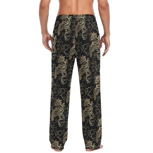 susiyo Dragon Chinese Men's Pajama Pants Cotton Pajama Bottoms Sleepwear PJ Pants Lounge Pants with Pocket Drawstring3