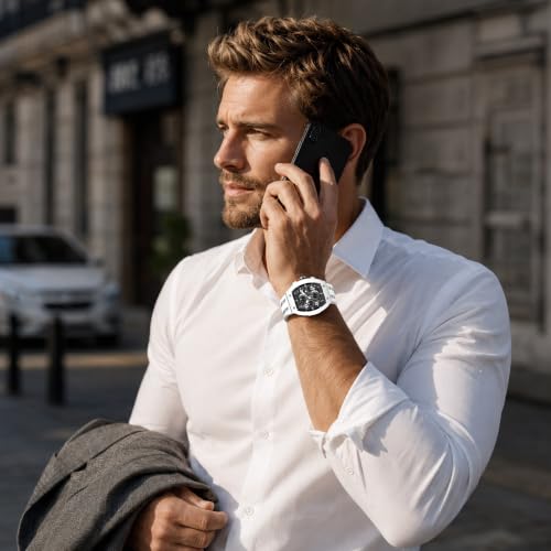Image of TSAR BOMBA Men's Luxury Quartz Watch, Luminous Dial 5ATM Water Resistance Silicone Strap Men's Wristwatch Ideal Gift for Men