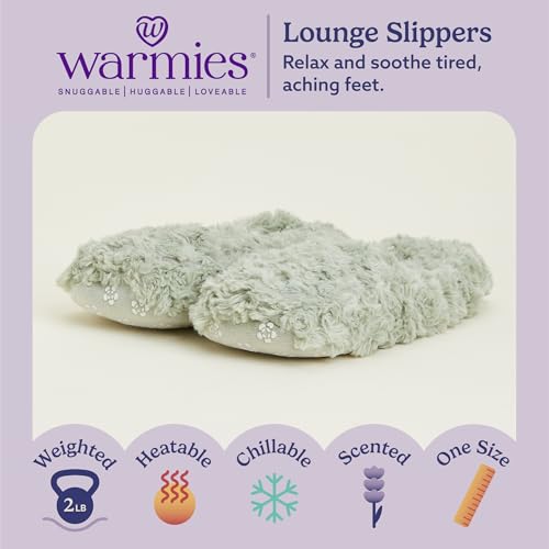 Image of warmies Microwaveable House Slippers for Women - Plush, Soft & Fuzzy Indoor Slippers with Backs & Non-Slip Memory Foam Soles - Cozy Warm Ladies Slipper