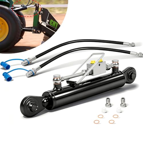 Upgrade Hydraulic Top Link Cat. 1-1 with Locking Block 18 1/8 - 26 3/8 with 2 x Hose SPH320032 2-Way Check Valve Hydraulic Cylinder for Tractors Excavators
